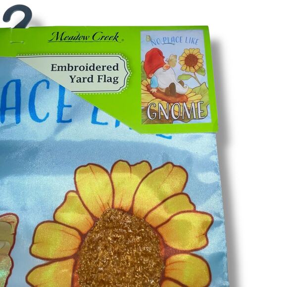 No Place Like Gnome Meadow Creek 3D Garden Flag 18" Sunflower Housewarming Gift - Picture 5 of 13